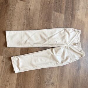 Babaton Cream Faux Leather Trousers